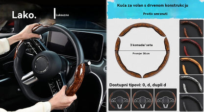 🚗【1 set od 3 komada】👍👍Protuklizna drvena navlaka za volan automobila