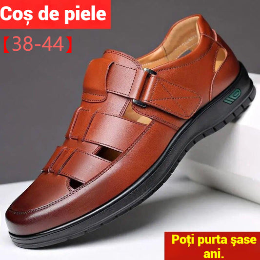 👞👍【38-44】2025 Vară Sandale Bărbați Piele de vacă Respirabil Hollow Anti-alunecare Casual