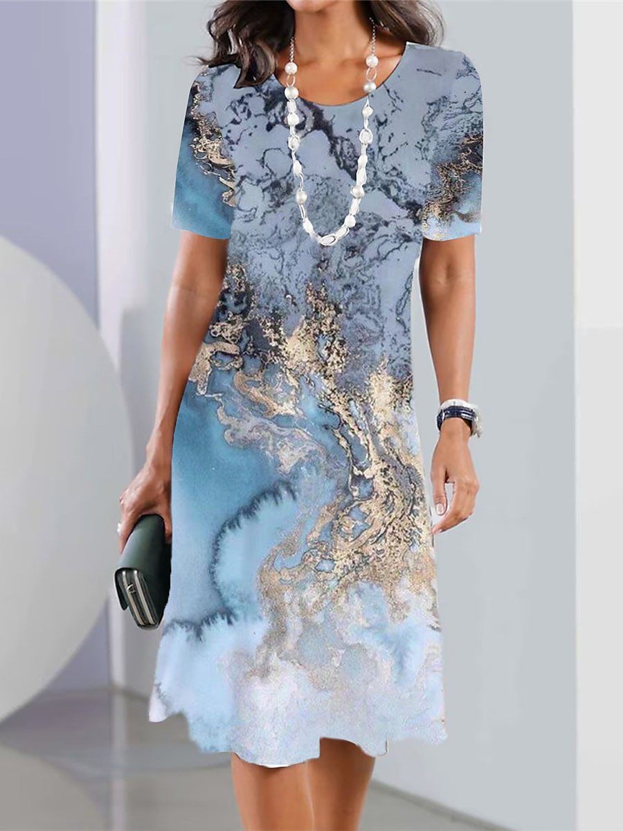 👗💌👗Oferta ograniczona czasowo【XS-5XL】 2025 Damska letnia sukienka casualowa z nadrukiem i okrągłym dekoltem