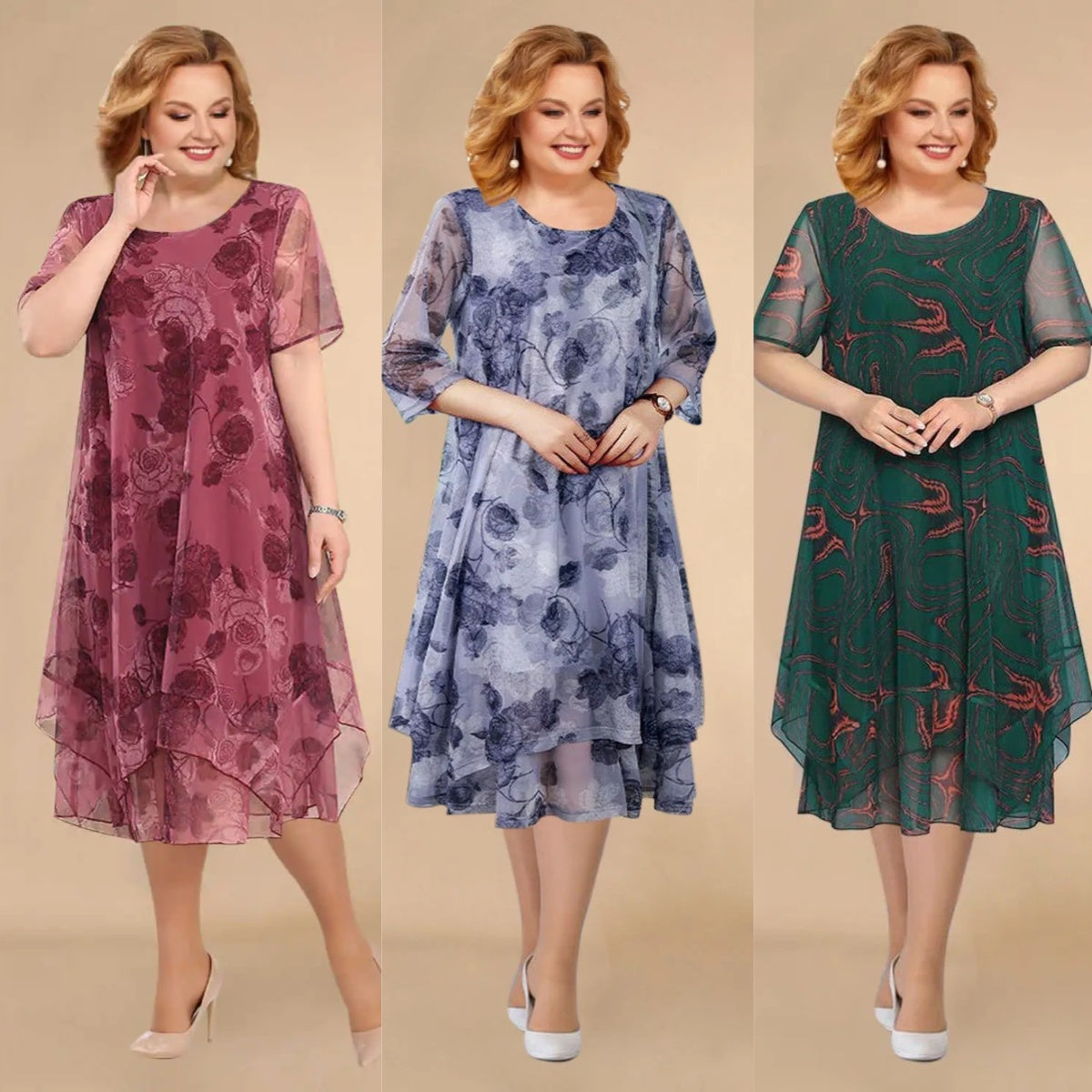 💗🌺【L-5XL】2025 noua rochie florala din sifon de vara