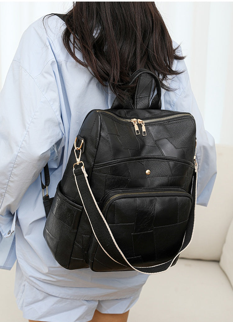 👛Platba pri doručení🌟Nový kožený batoh s veľkou kapacitou a kockovaným dizajnom