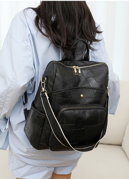 👛Platba pri doručení🌟Nový kožený batoh s veľkou kapacitou a kockovaným dizajnom