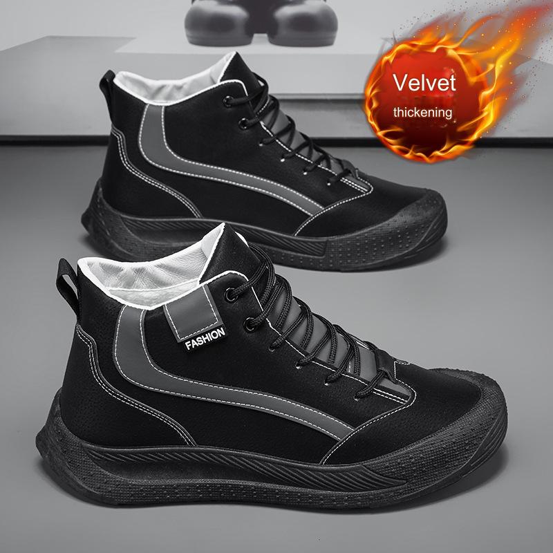 ✨49% zniżki – Męskie aksamitne buty outdoorowe, antypoślizgowe i wygodne, codzienne, wysokie, ze skóry wodoodpornej