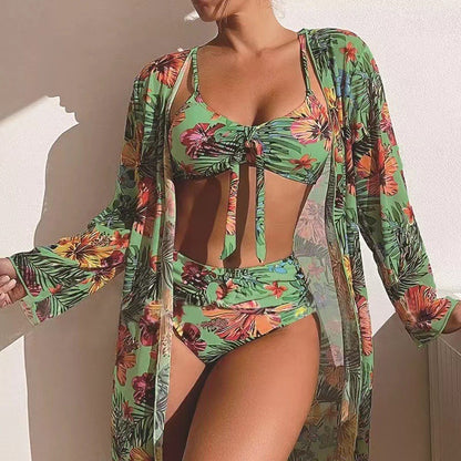 👙☀️【S-5XL】2025 Nou Set de costume de baie cu șal din trei piese
