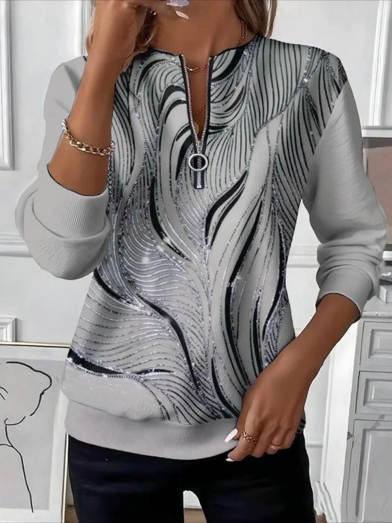 🔥【Popust kmalu izteče】(S-5XL) Pulover s potiskom in zapiranjem z zadrgo