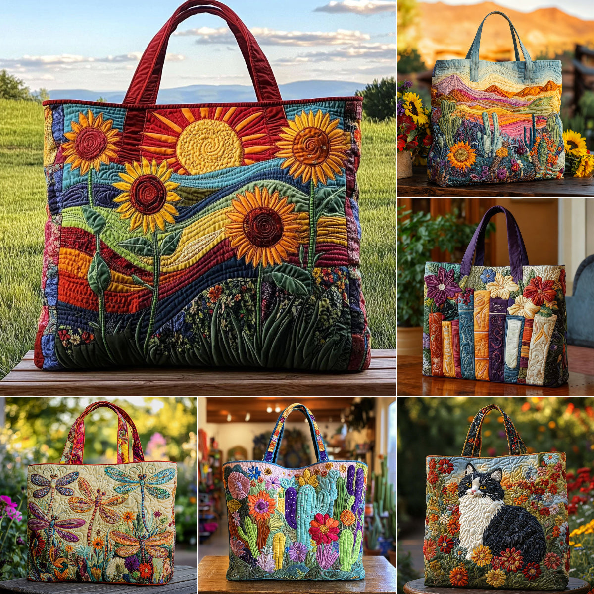🔥👜Bolsa de mano con diseño floral personalizado (33 cm de ancho, 40 cm de alto)
