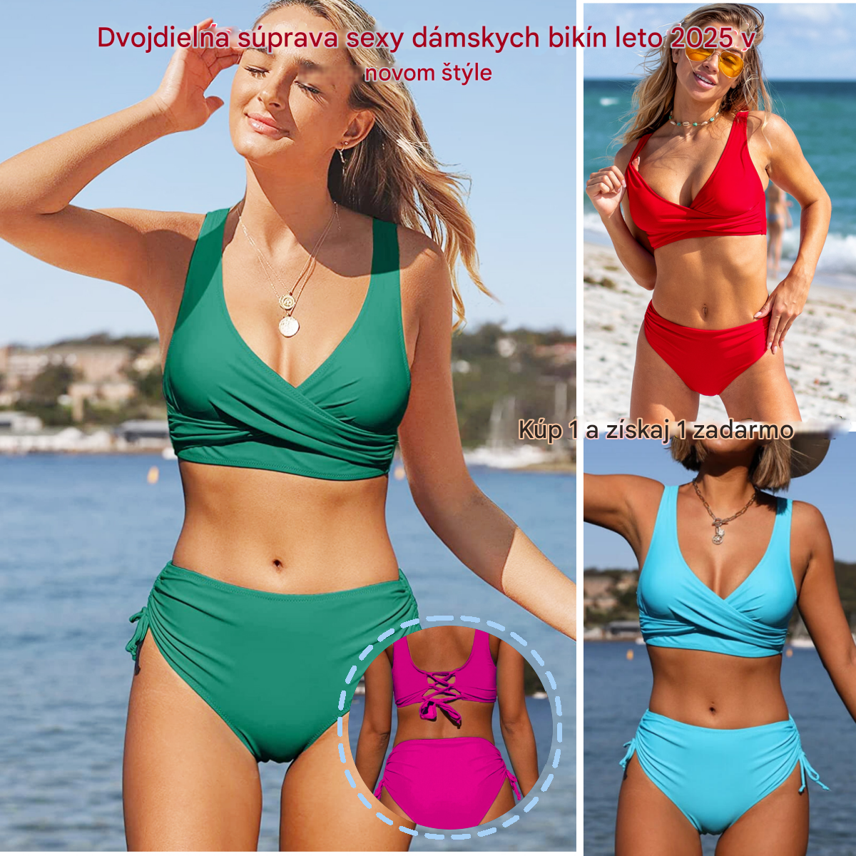 🏖️👙【Nowy produkt z rabatem】🌴🍸【S-3XL】Nowy damski, prosty, jednolity kolor, szybkoschnący, wygodny, oddychający kostium kąpielowy bikini na lato 2025.