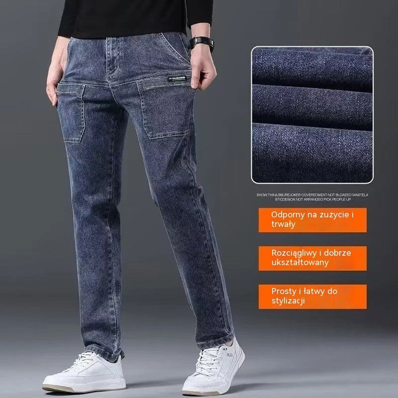 👏Płatność przy odbiorze👍【28-36】👖👖Wytrzymałe męskie jeansy z prostymi nogawkami i wieloma kieszeniami