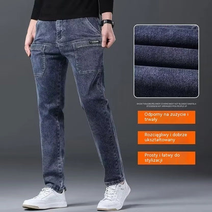 👏Płatność przy odbiorze👍【28-36】👖👖Wytrzymałe męskie jeansy z prostymi nogawkami i wieloma kieszeniami