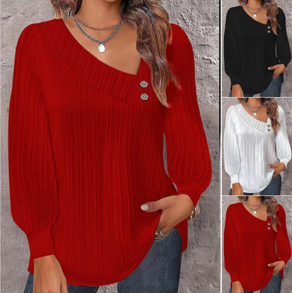 💗【Ograniczona czasowo zniżka】 【S-2XL】 2025 Jesienna damska koszula z długim rękawem i guzikami w jednolitym kolorze