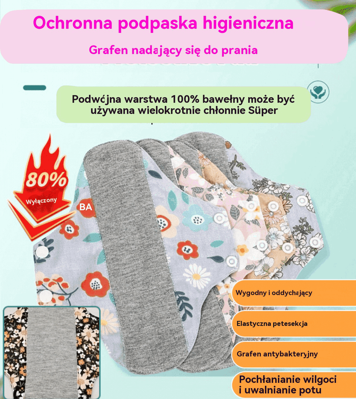 【Płatność przy odbiorze】 Zmywalna podkładka antybakteryjna wykonana z bawełny grafenowej