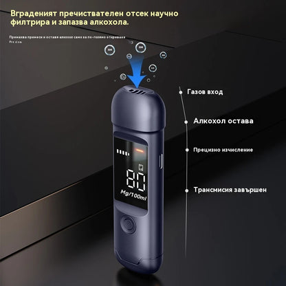 🍷 Високопрецизен преносим алкохоломер – Измерете нивото си преди шофиране