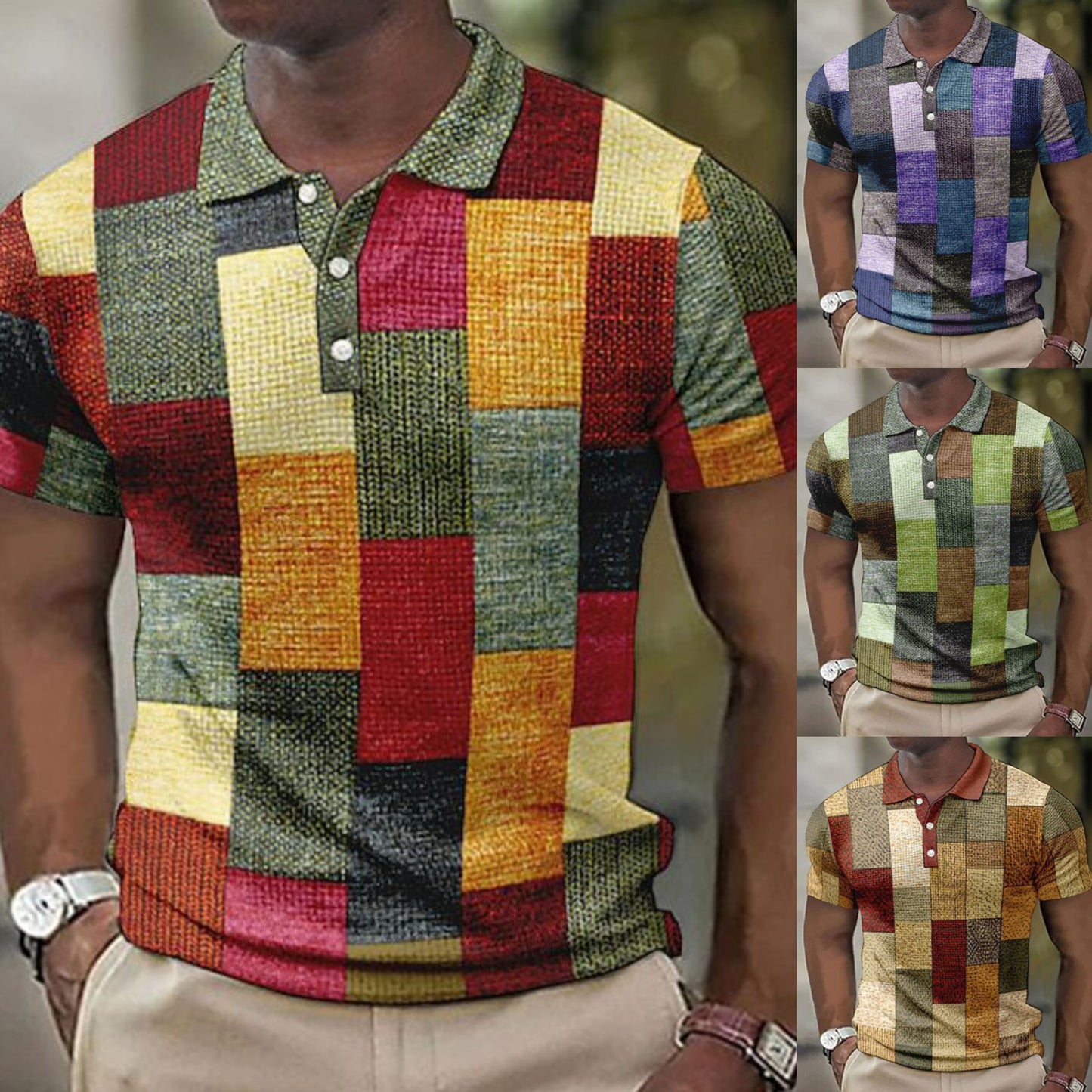 💥👕【S-5XL】2025 Męska swobodna koszulka POLO z geometrycznym wzorem🌴
