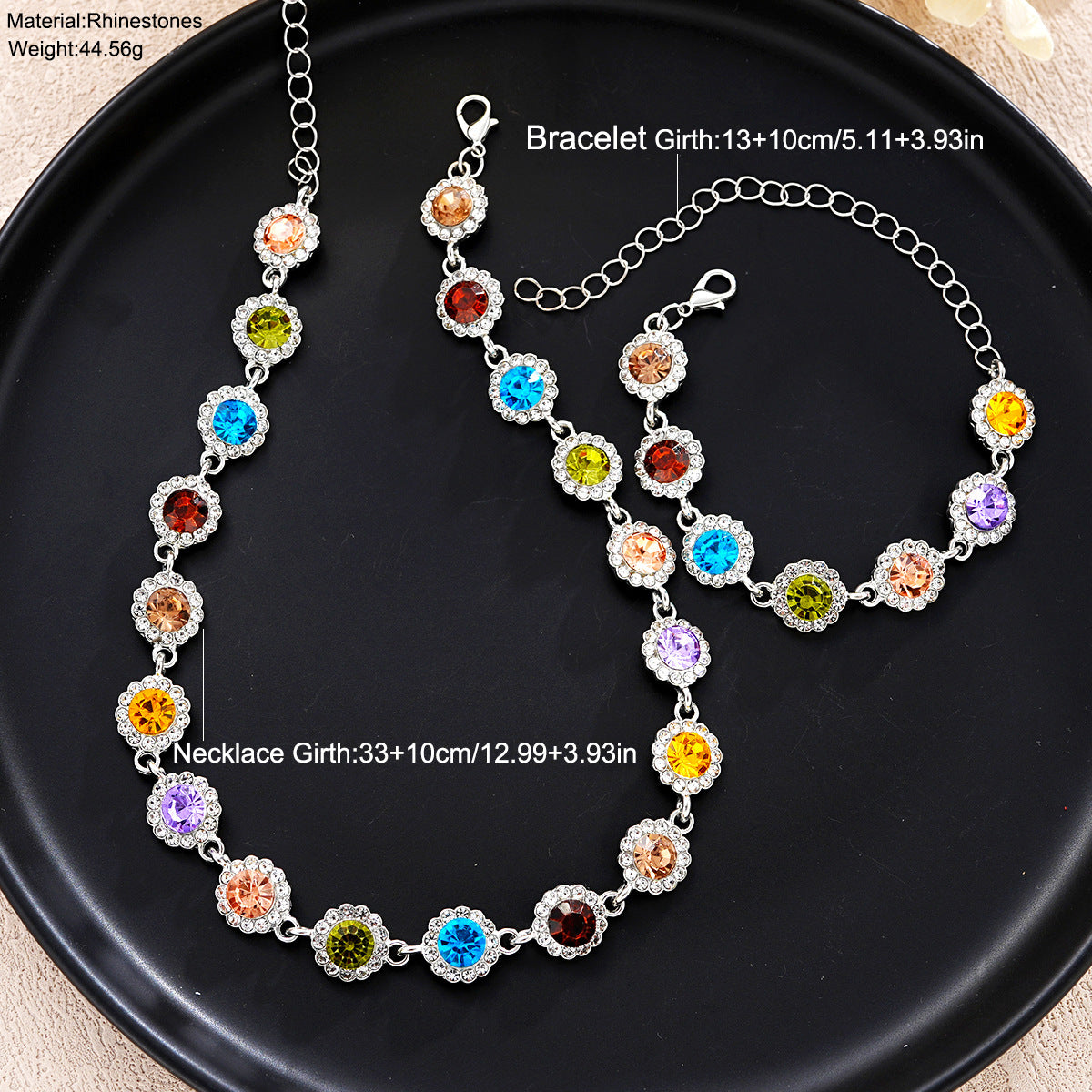 🔥【Cumpără 1, primești 1 gratuit】Set complet cu diamante în culori noi pentru primăvară și vară (colier + brățară din argint 925), design de nișă avansat și versatil