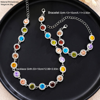 🔥【Cumpără 1, primești 1 gratuit】Set complet cu diamante în culori noi pentru primăvară și vară (colier + brățară din argint 925), design de nișă avansat și versatil
