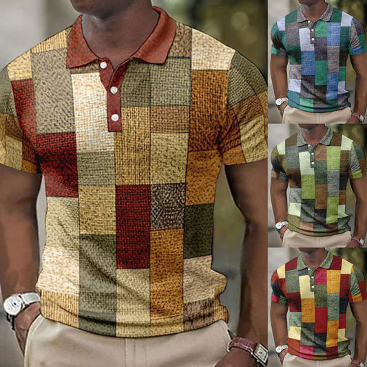 💥👕【S-5XL】2025 Męska swobodna koszulka POLO z geometrycznym wzorem🌴