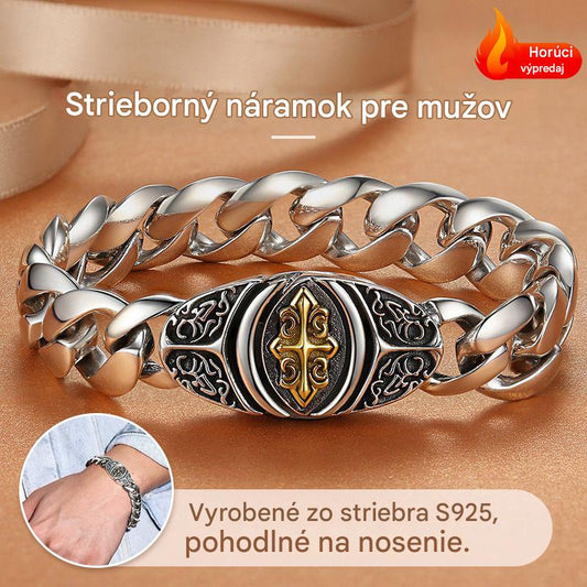 🔥【Gorąca wyprzedaż】🔥Męski spersonalizowany luksusowy retro szeroki płaski łańcuszek z krzyżem i kwiatem